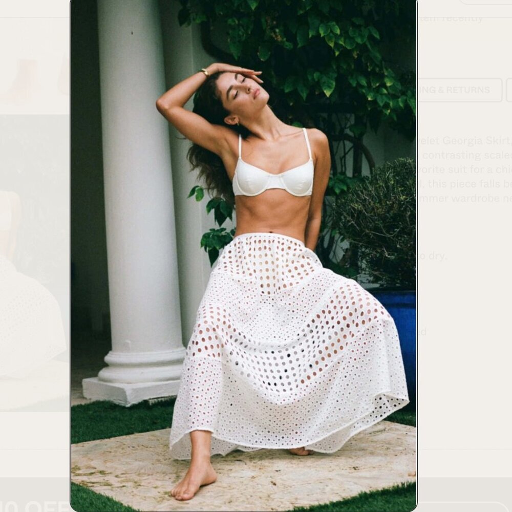 Solid & Striped the Georgia Eyelet Maxi Skirt Womens XL White Ivory Cover Up - Picture 13 of 14